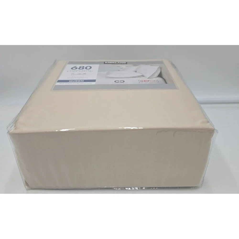 Kirkland Signature 680 Thread Count 6 Piece Sheet Set Queen Oatmeal BRAND NEW